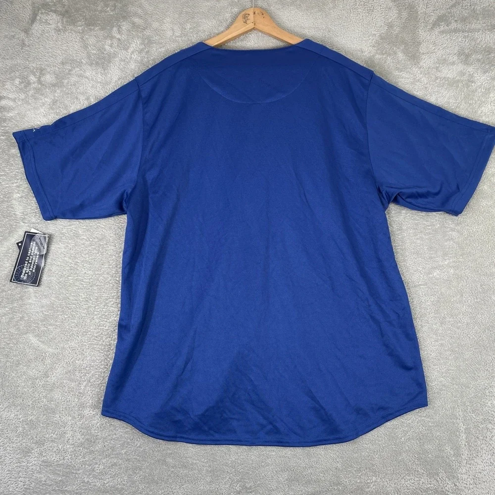 Chicago Cubs Baseball Jersey Mens 2XL Blue Button Up True Fan MLB Short Sleeve